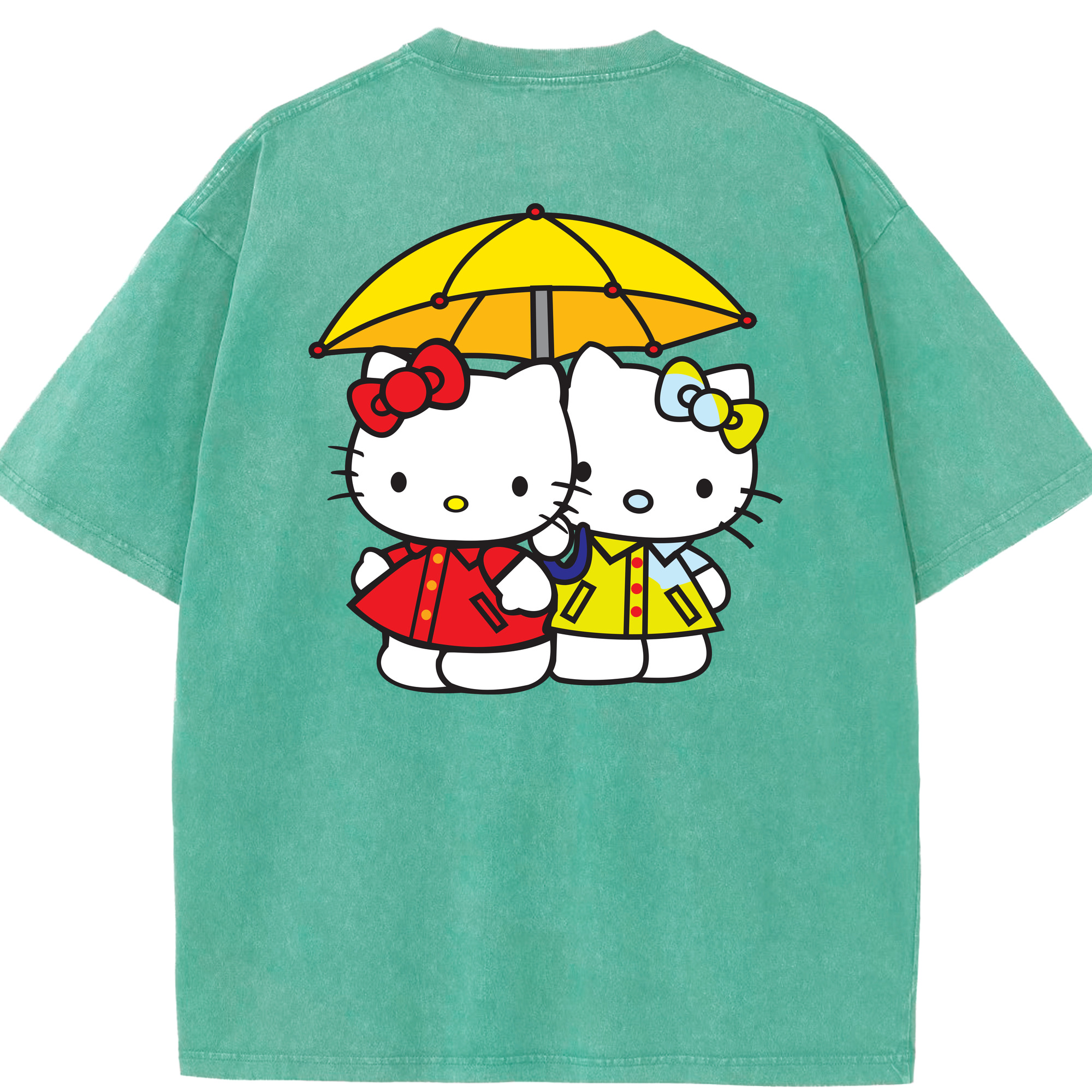 （画像用） Hello Kitty ハローキティ 綿100% ヴィンテージ風 半袖Tシャツ（背面プリント）